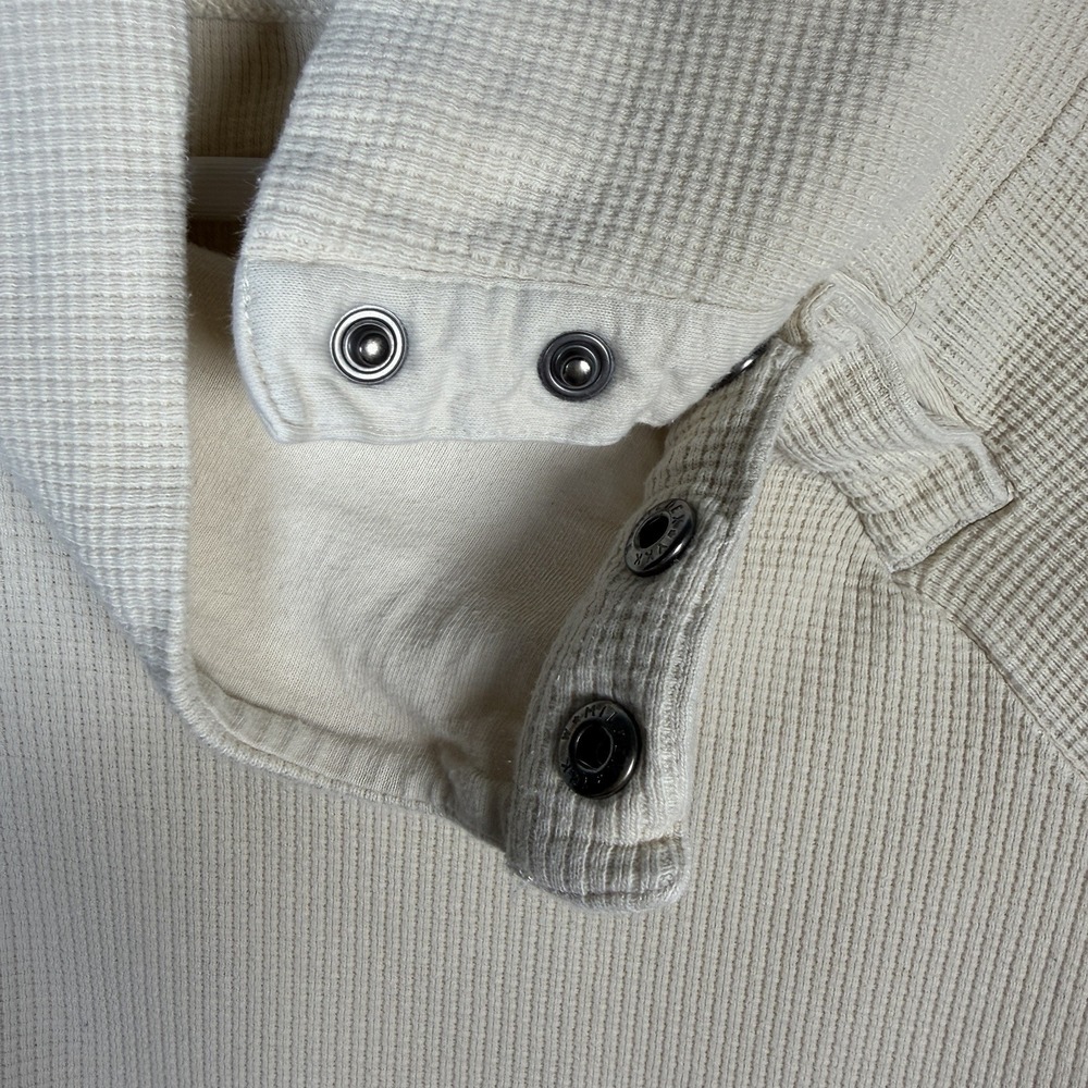 Pact Small Waffle Knit Sweatshirt Pullover Snap Oatmeal 100% Organic Cotton - Picture 10 of 13